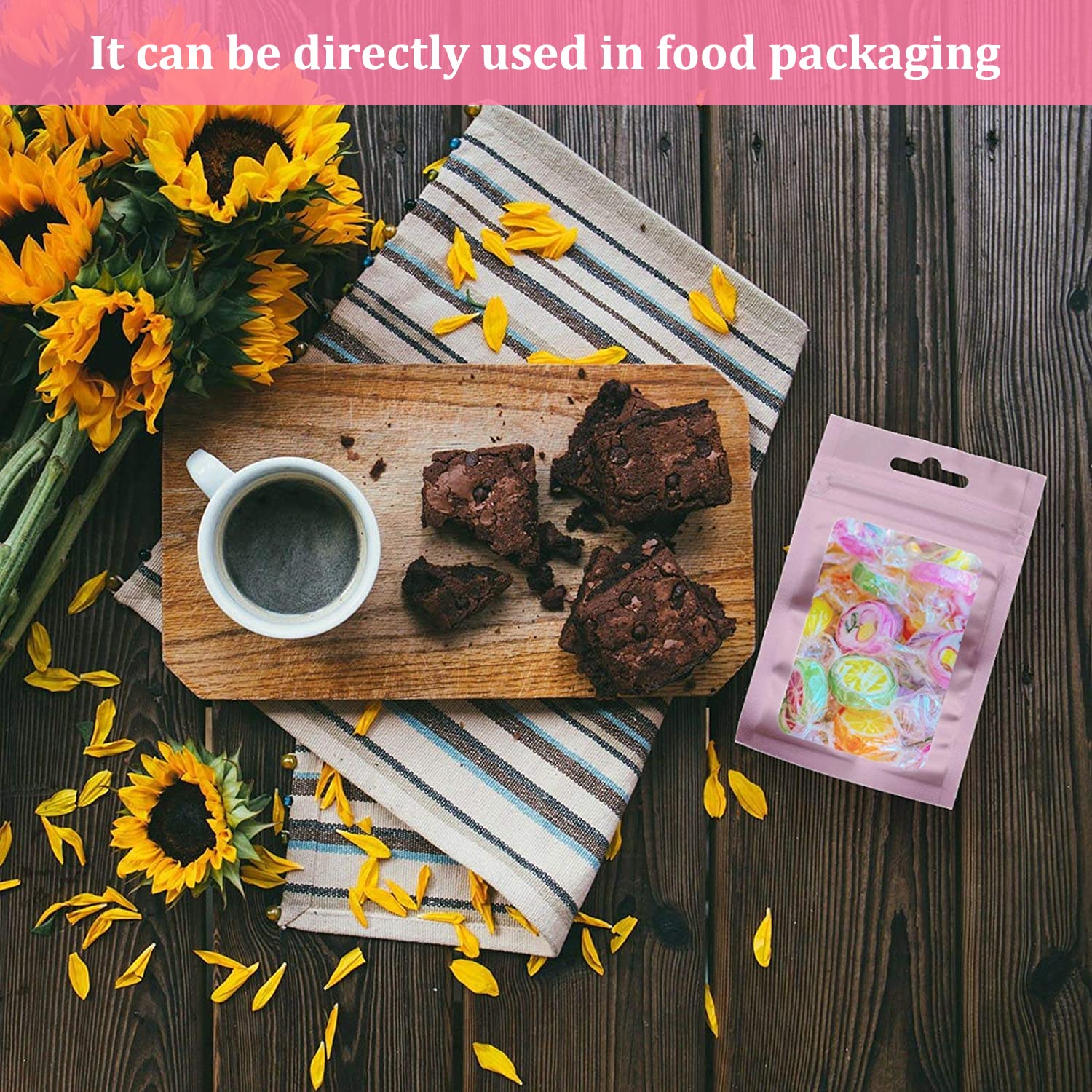 HASTHIP 100 Pcs Smell Proof Mylar Bags, Chocolate Bags Candy Bags Treat Bag Cookie Bags, Resealable Multifunctional Bags for Storing Food, Jewellery and Hardware (Pink, 8 X 13cm) HASTHIP 100 Pcs Smell Proof Mylar Bags, Chocolate Bags Candy Bags Treat Bag Cookie Bags, Resealable Multifunctional Bags for Storing Food, Jewellery and Hardware (Pink, 8 X 13cm)